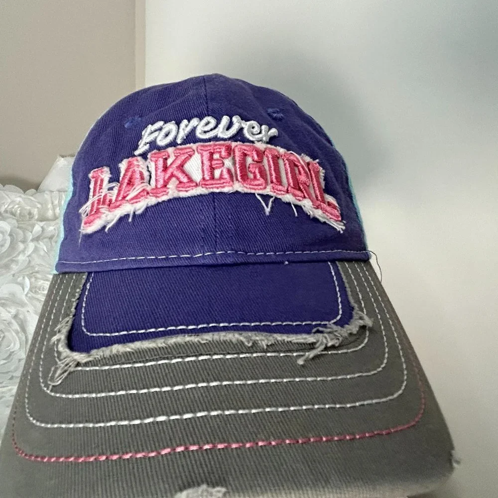 Lakegirl Ballcap Blue/White/Gray/Pink 